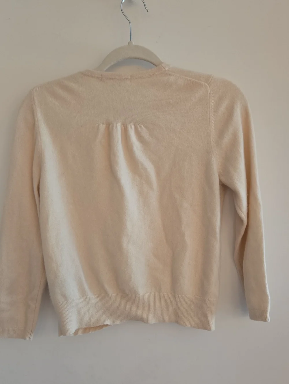 Boden 100% Cashmere Cropped Cardigan 10 Button Front Cream Long Sleeve Neutral